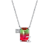 925 Silver Diamond Gemstone Necklace A-W Letters Pendant