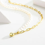 925 Silver Chain Pearl Chocker Necklace Women Jewelry