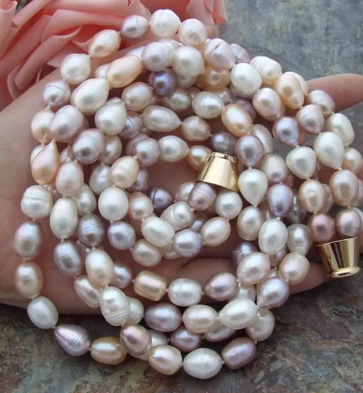 8-9mm Rice Freshwater Pearl 4strds Necklace