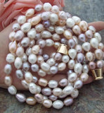 8-9mm Rice Freshwater Pearl 4strds Necklace