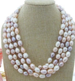 8-9mm Rice Freshwater Pearl 4strds Necklace