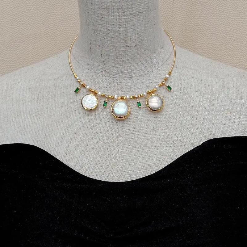 KKGEM Romantic Choker Earrings Pearl Necklace