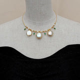 KKGEM Romantic Choker Earrings Pearl Necklace
