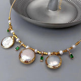 KKGEM Romantic Choker Earrings Pearl Necklace