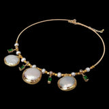 KKGEM Romantic Choker Earrings Pearl Necklace