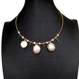 KKGEM Romantic Choker Earrings Pearl Necklace