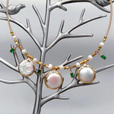 KKGEM Romantic Choker Earrings Pearl Necklace