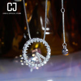 CHENJI S925 Silver Clock Collar Chain Stone Diamond Necklace Women's