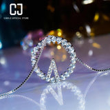 CHENJI S925 Silver Clock Collar Chain Stone Diamond Necklace Women's