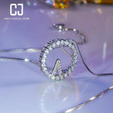CHENJI S925 Silver Clock Collar Chain Stone Diamond Necklace Women's