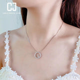CHENJI S925 Silver Clock Collar Chain Stone Diamond Necklace Women's
