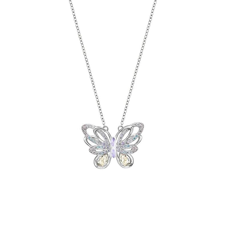Sparkly Crystal Butterfly Necklace Women's Jewelry