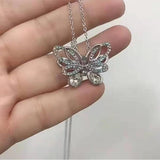 Sparkly Crystal Butterfly Necklace Women's Jewelry