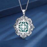 Vintage 925 Silver Emerald Violet Tourmaline Pendant Necklace
