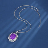 Vintage 925 Silver Emerald Violet Tourmaline Pendant Necklace