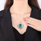 Vintage 925 Silver Emerald Violet Tourmaline Pendant Necklace