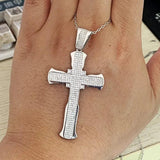 925 Silver Clear Zircon Cross Pendant Necklace