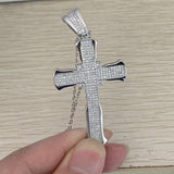 925 Silver Clear Zircon Cross Pendant Necklace