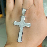 925 Silver Clear Zircon Cross Pendant Necklace