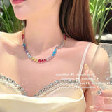Multicolor CZ Chokers Necklace Engagement Bridal Jewelry