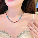 Multicolor CZ Chokers Necklace Engagement Bridal Jewelry