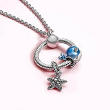 925 Silver Starfish & Narwhal Bead Pan Necklace