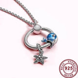 925 Silver Starfish & Narwhal Bead Pan Necklace