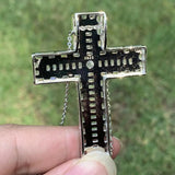 925 Silver Princess Cut CZ Cross Pendant Necklace