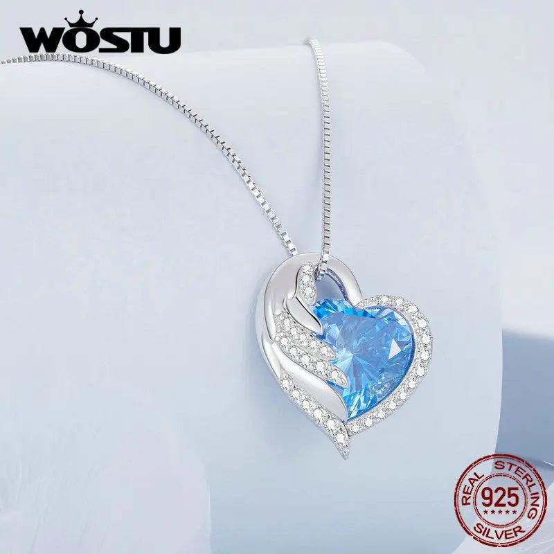 925 Silver Guard Heart Necklace With Big Zircon Chain
