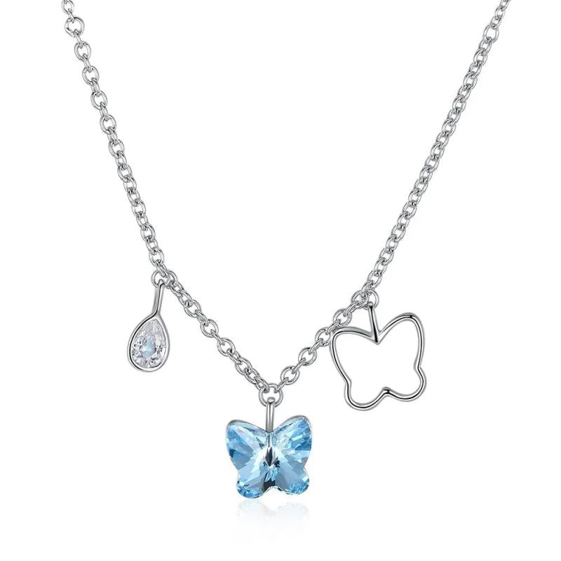 Butterfly Pendant 925 Silver Necklace Crystals from Austria