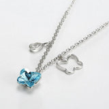 Butterfly Pendant 925 Silver Necklace Crystals from Austria