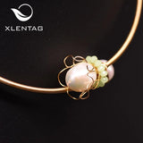 Xlentag Pearl Flower Choker Necklace Women Engagement Lovely Necklace GN0177