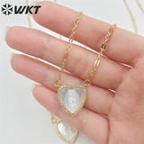 Heart Shape Pendant Necklace Pearl Shell Lady of Guadalupe Wedding