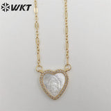Heart Shape Pendant Necklace Pearl Shell Lady of Guadalupe Wedding