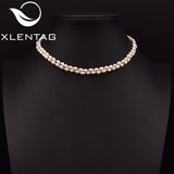 Xlentag Freshwater Pearl Double Braided Necklace 18k Plated High Jewelry