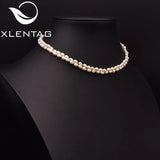 Xlentag Freshwater Pearl Double Braided Necklace 18k Plated High Jewelry
