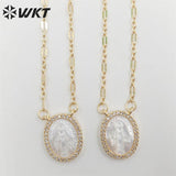 Hot Pearl Shell Oval Pendant Necklace Wedding Jewelry