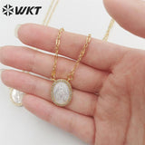 Hot Pearl Shell Oval Pendant Necklace Wedding Jewelry
