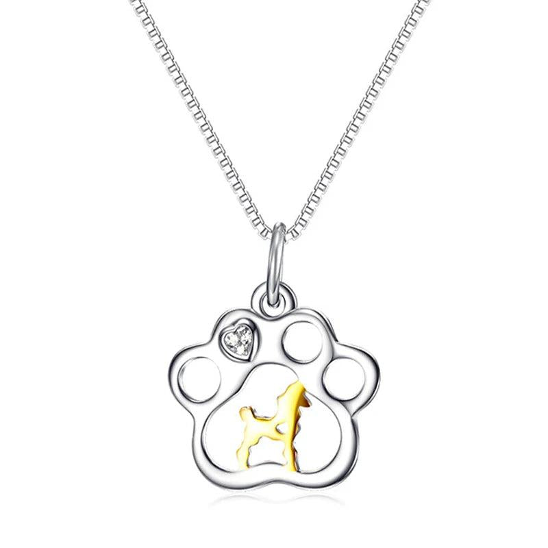 S925 Sterling Silver Dog Paw Necklace Puppy Pendant
