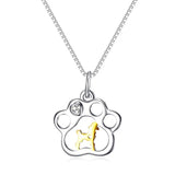 S925 Sterling Silver Dog Paw Necklace Puppy Pendant