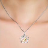 S925 Sterling Silver Dog Paw Necklace Puppy Pendant