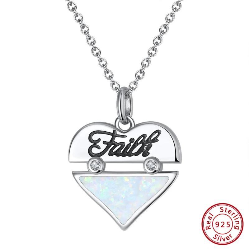 925 Silver Fire Opal Heart Pendant Necklace for Women Present GMN11