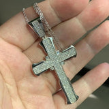 925 Silver Cross Pendant with Clear Cubic Zirconia - Wedding Necklace