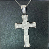 925 Silver Cross Pendant with Clear Cubic Zirconia - Wedding Necklace