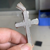925 Silver Cross Pendant with Clear Cubic Zirconia - Wedding Necklace