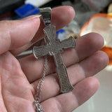 925 Silver Cross Pendant with Clear Cubic Zirconia - Wedding Necklace