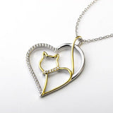 Gold-Plated Cat Pendant Necklace with Rhinestones