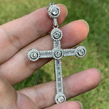 Vecalon 925 Sterling Silver CZ Cross Pendant Necklace