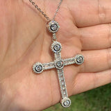 Vecalon 925 Sterling Silver CZ Cross Pendant Necklace
