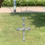 Vecalon 925 Sterling Silver CZ Cross Pendant Necklace